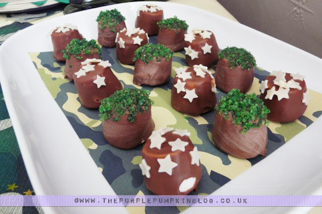 Bombs Away! Chocolate Covered Marshmallows for an #Army Themed #Party