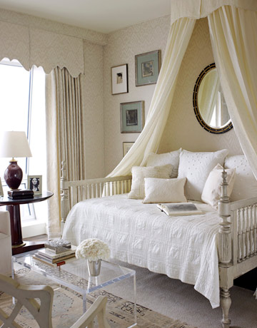 loft & cottage: tuesday tip: fabric over the bed