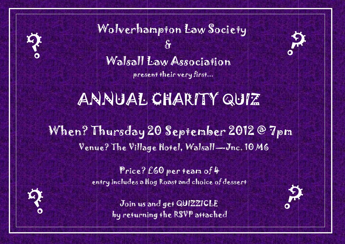 Wolverhampton Law Society Quiz Invite