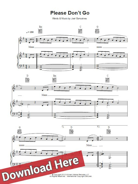 Free Score: Joel Adams Please Don't Go Piano Sheet Music, Chords, Notes