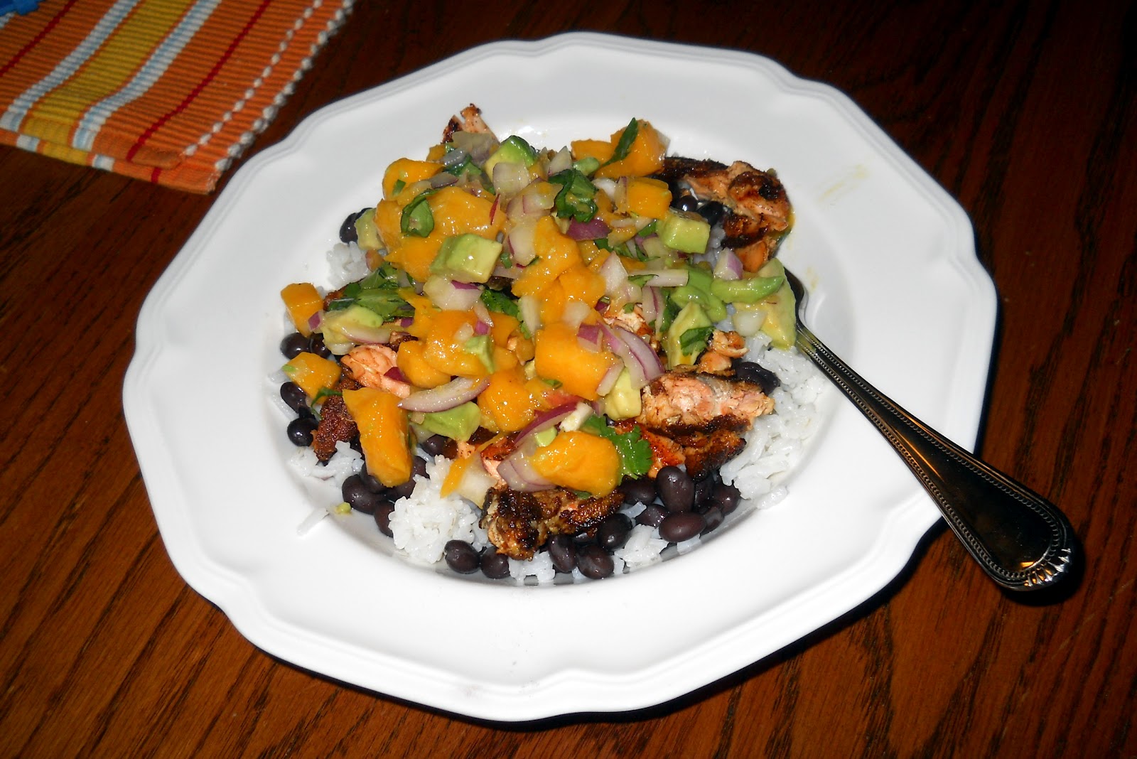Lombardo Lagniappe Caribbean Jerk Salmon Bowl with Mango Salsa