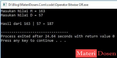Contoh Program Operator Bitwise OR