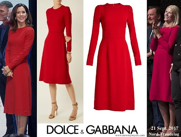 Crown Princess Mary wore DOLCE and GABBANA Contrast Stitch Cady Dress