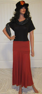 Solid Rust Colored Stretch Jersey Knit Maxi skirt