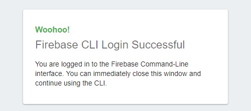 Screenshot login firebase CLI Success