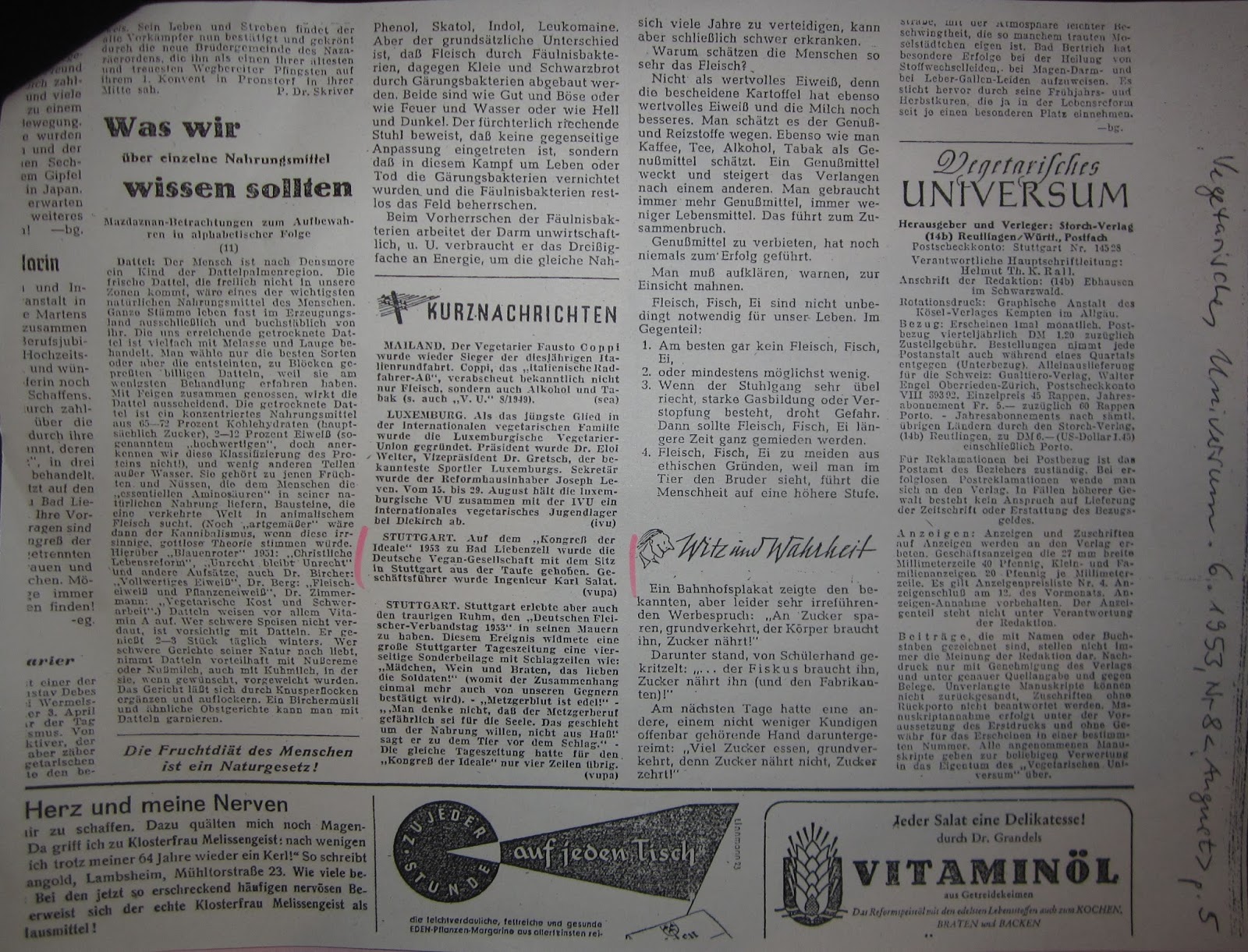 The First German Vegan Society Founded In 1953