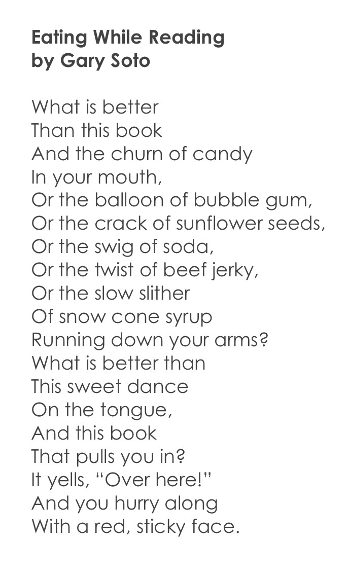 317 Blog "Eating While Reading" by Gary Soto