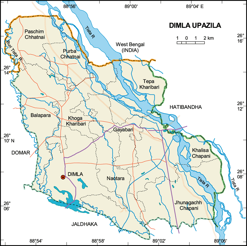 Dimla Upazila Map Nilphamari District Bangladesh