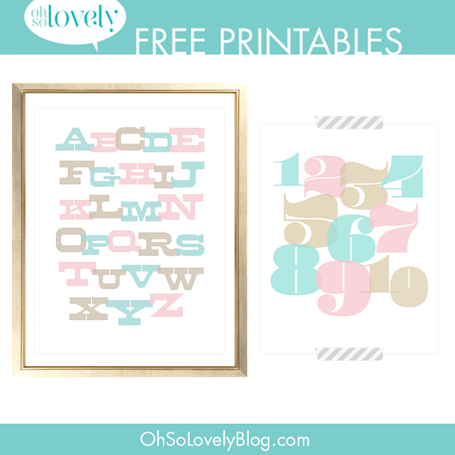 FREEBIES // ABC + 123, Oh So Lovely Blog