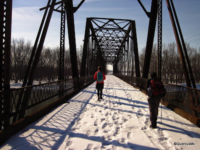 Hikers crossing Davis Ferry bridge
