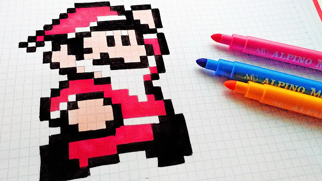 Handmade Pixel Art - How To Draw Santa Claus Mario Bros #pixelart