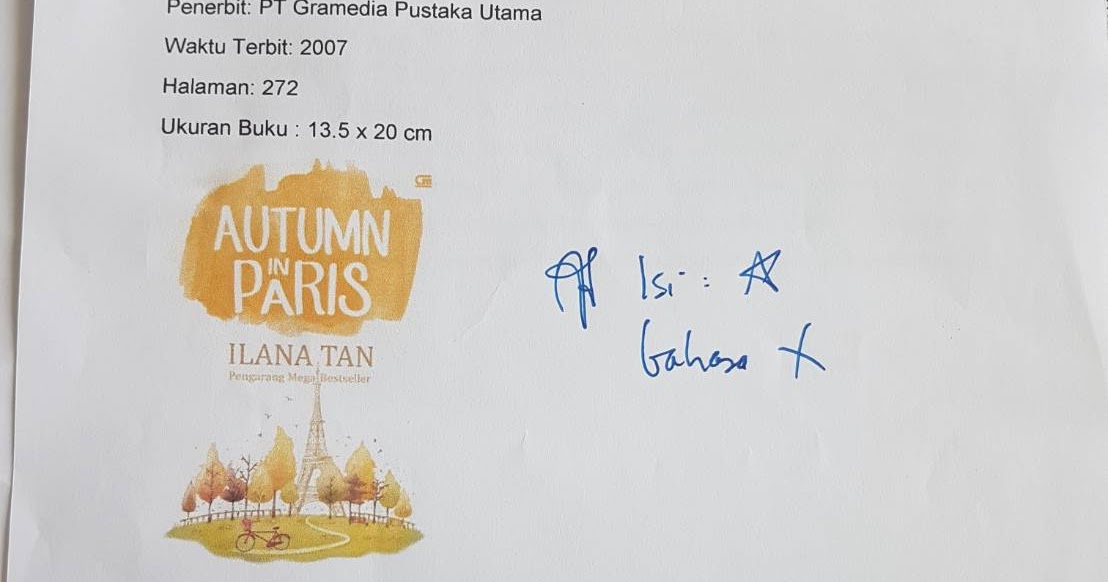 Resensi Novel Autumn In Paris