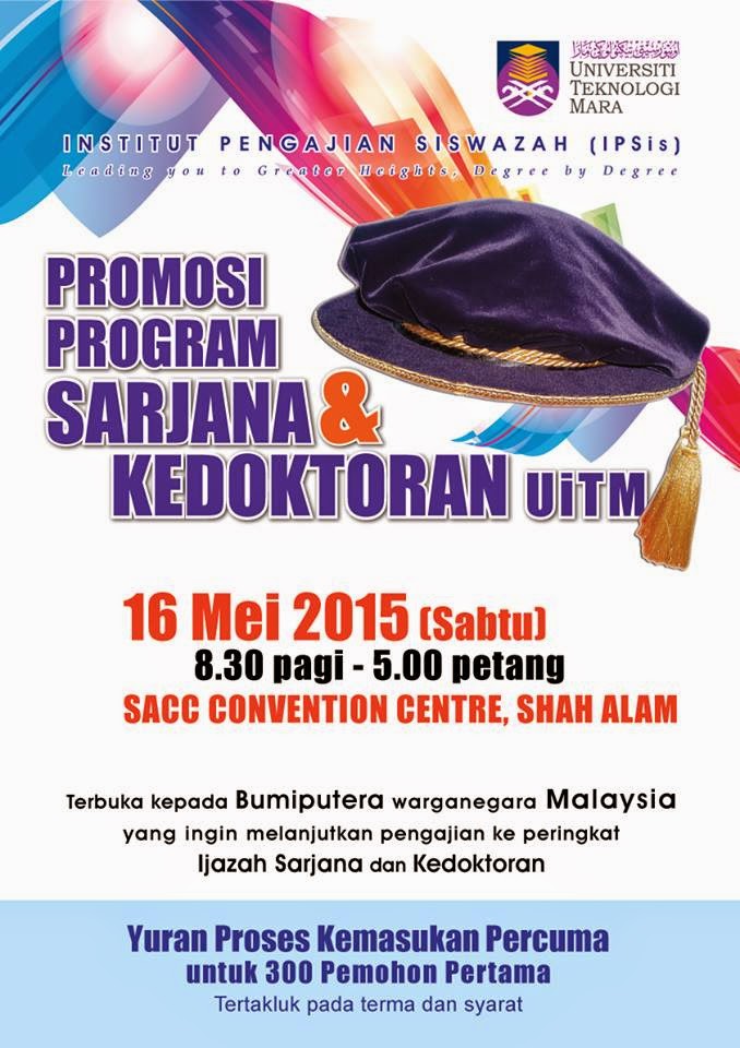 Yuran Kemasukan Percuma di Event Promosi Master Dan PhD UiTM 2015