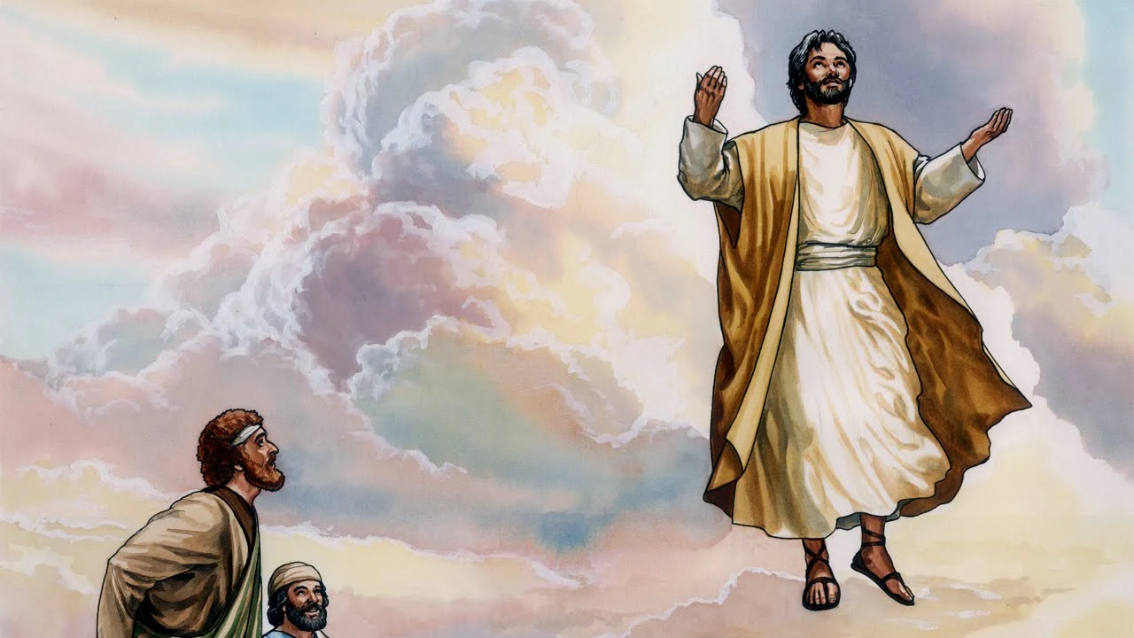 Ilustração de Jesus subindo ao céu