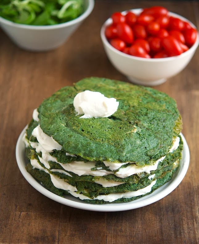Spinach Omelette and Whipped Ricotta Cake