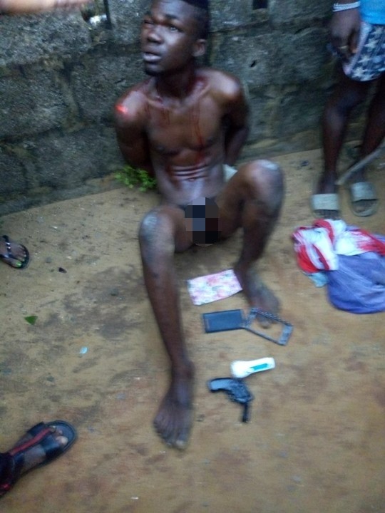 Thief Stripped Naked For Using Toy Gun To Rob In Lagos.