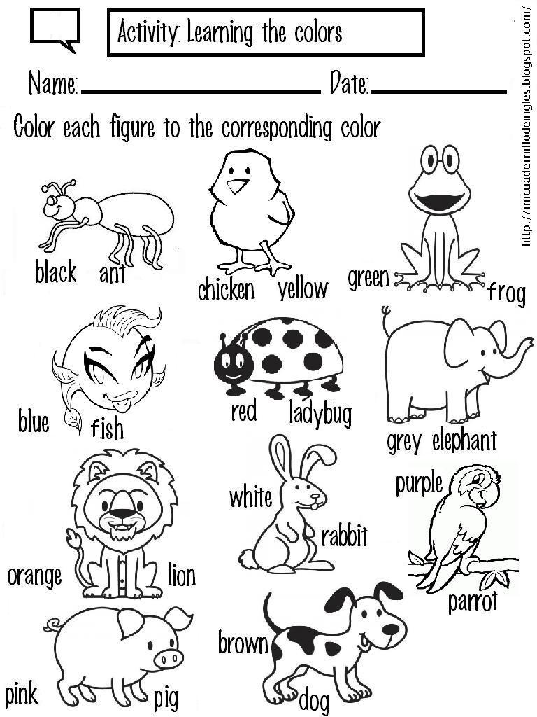 Animales Salvajes En Ingles Para Ninos Para Colorear Páginas Colorear