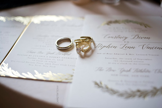 Rings and invitation obligatory photo by window light.