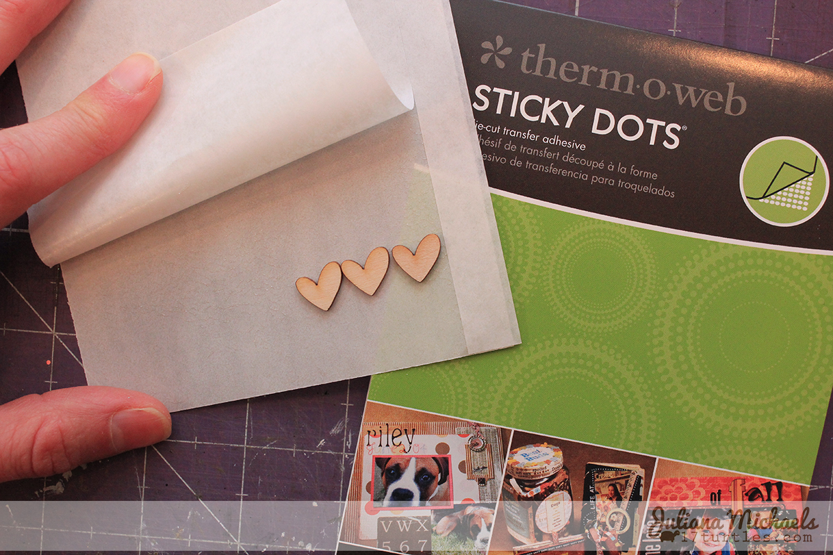Adhering Elle's Studio Wood Veneers with Therm-O-Web Sticky Dots