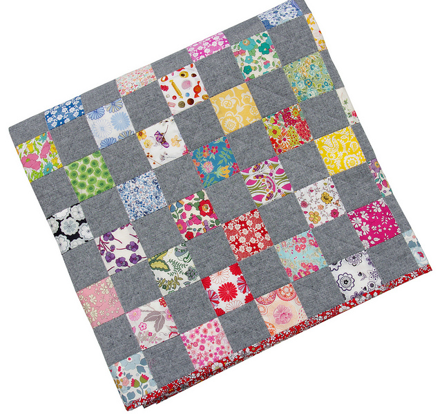 Liberty Tana Lawn and Chambray Checkerboard Quilt - Red Pepper Quilts