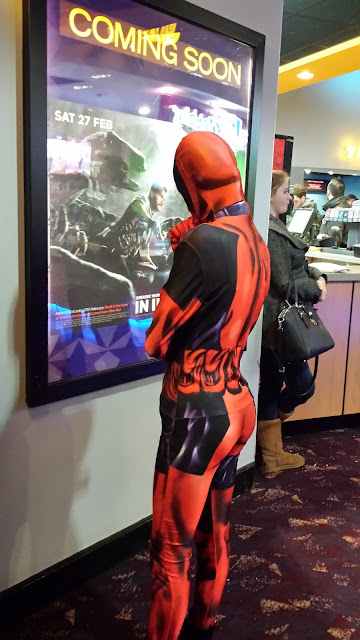 out and about in a deadpool morphsuit cinema