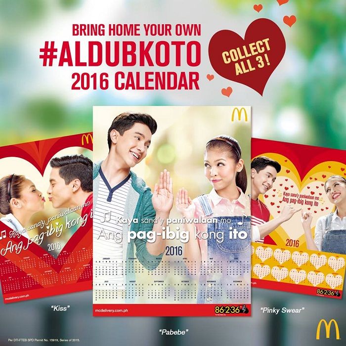 McDonald’s AlDubKoTo 2016 Calendars