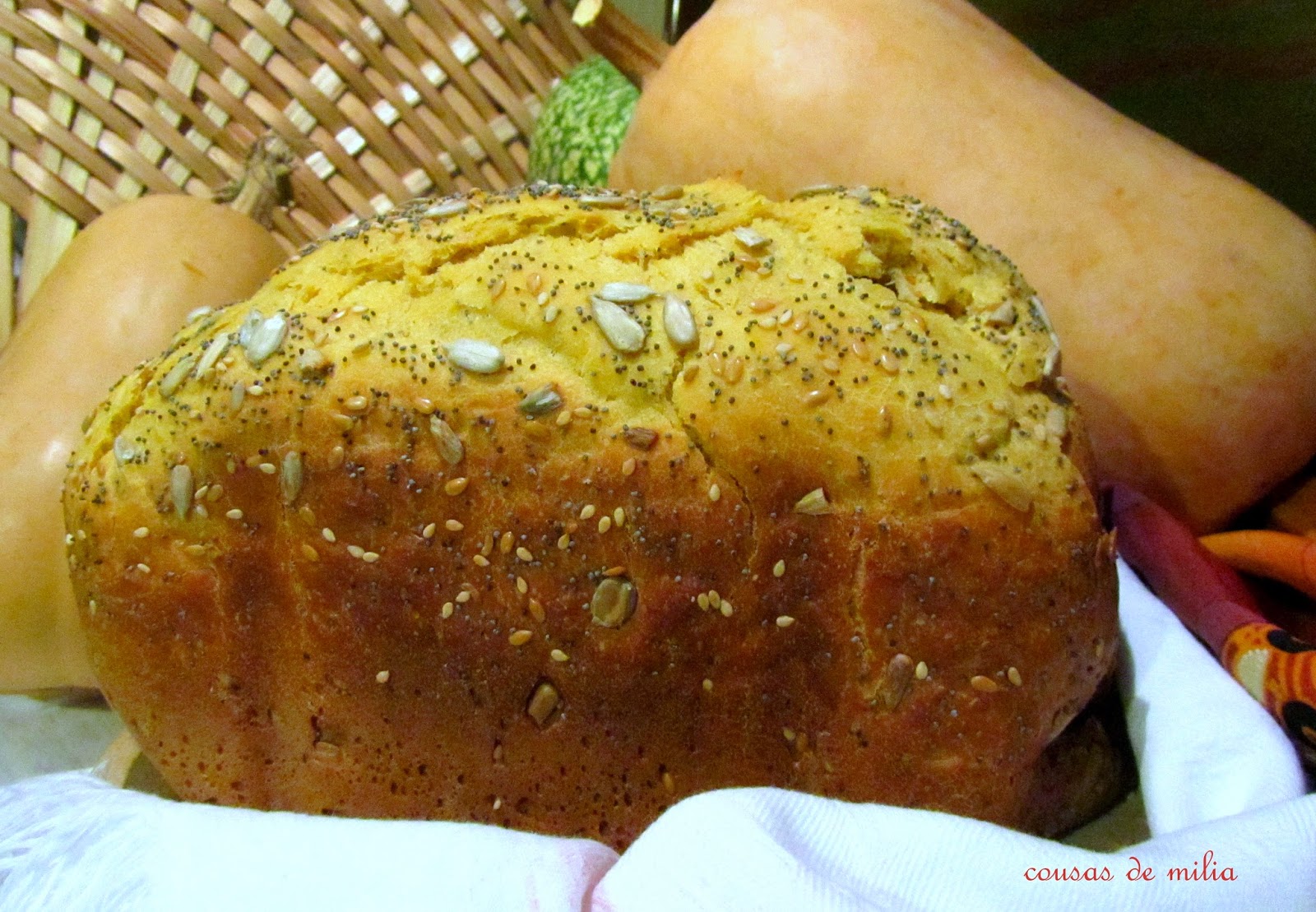 Pan de calabaza con especies y semillas