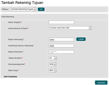 Cara Menambah Rekening Tujuan Transfer BNI Internet