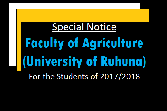 Special Notice - Faculty of Agriculture (university of Ruhuna)