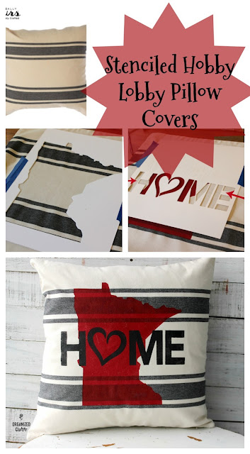 Easy DIY Hobby Lobby Stenciled Pillow Cover #Minnesota #statepride #stencil #HobbyLobby #pillowcover #throwpillow