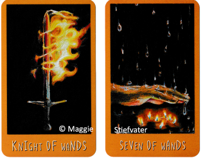 Raven's Prophecy Tarot Knight of Wands Seven of Wands