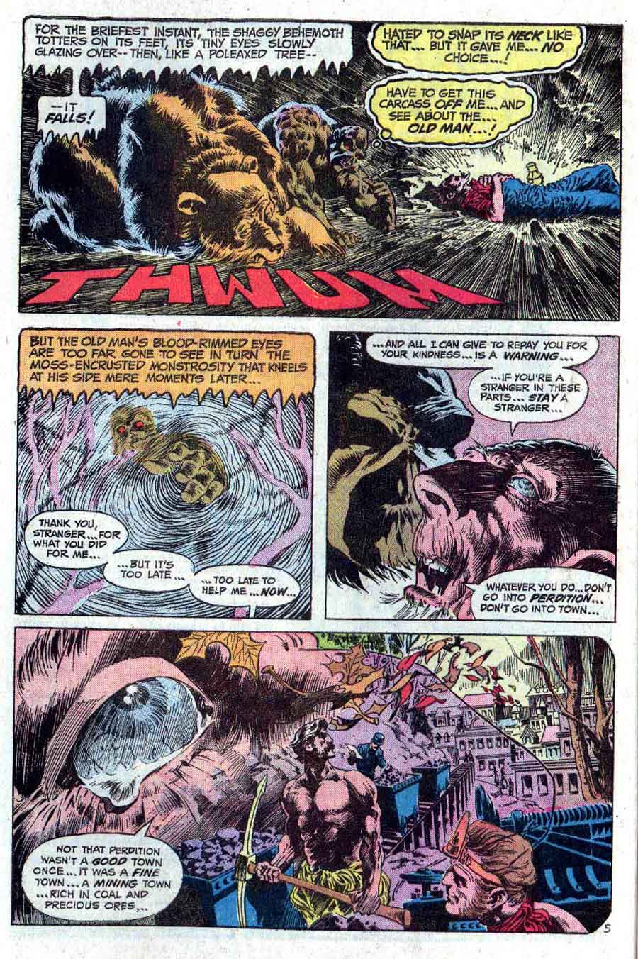 Swamp Thing #8 1970s bronze age dc horror comic book page art by Bernie Wrightson