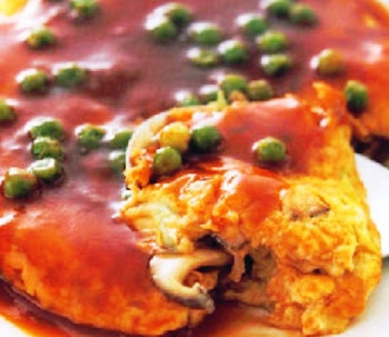 Mushroom Omelette with Peas Sauce (Dadar Jamur Saus Kacang Polong). Culinary Recipes