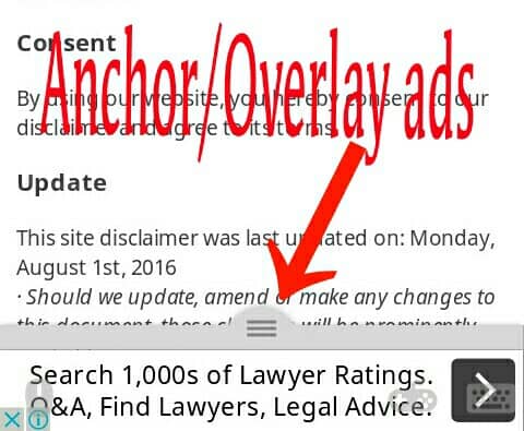 Page Level Ads jenis Anchor atau Overlay Ads Ads