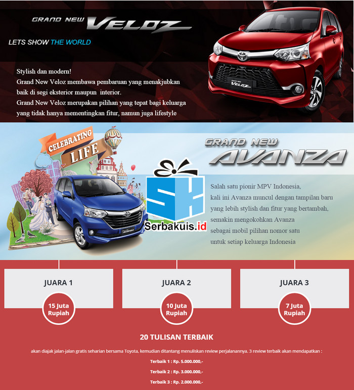 Kontes Blog Grand New Avanza & Veloz Berhadiah 42 Juta