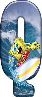 Alfabeto de Bob Esponja Haciendo Surf con Minúsculas. 