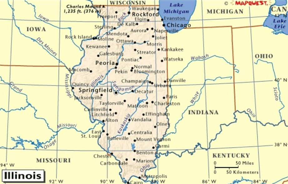 Иллинойс на карте. Штат Иллинойс на карте. Штат Иллинойс города на карте. Штат Иллинойс на карте США. Штат Иллинойс на карте США С городами.