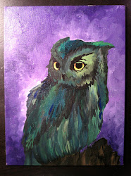 owl painting oil etc canvas panel