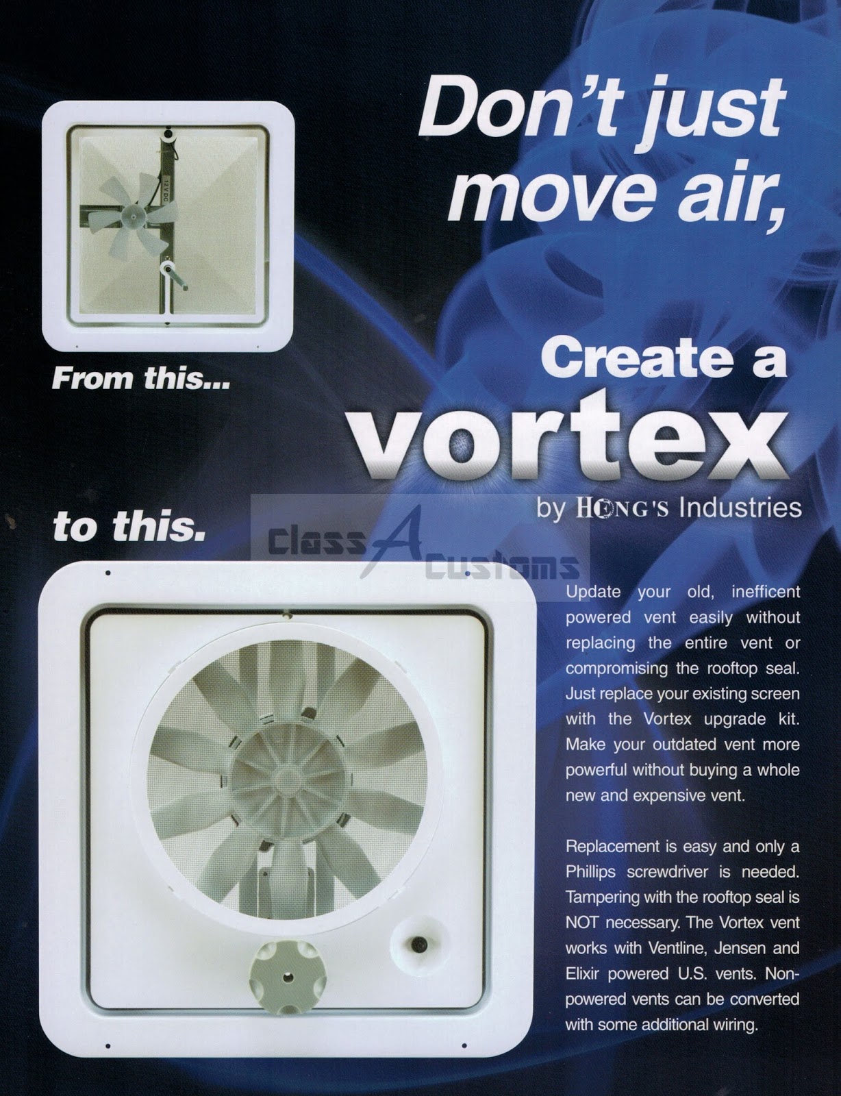 Heng's 90046-cr Vortex White 3-Speed Replacement Fan Kit with 9 inch Blade