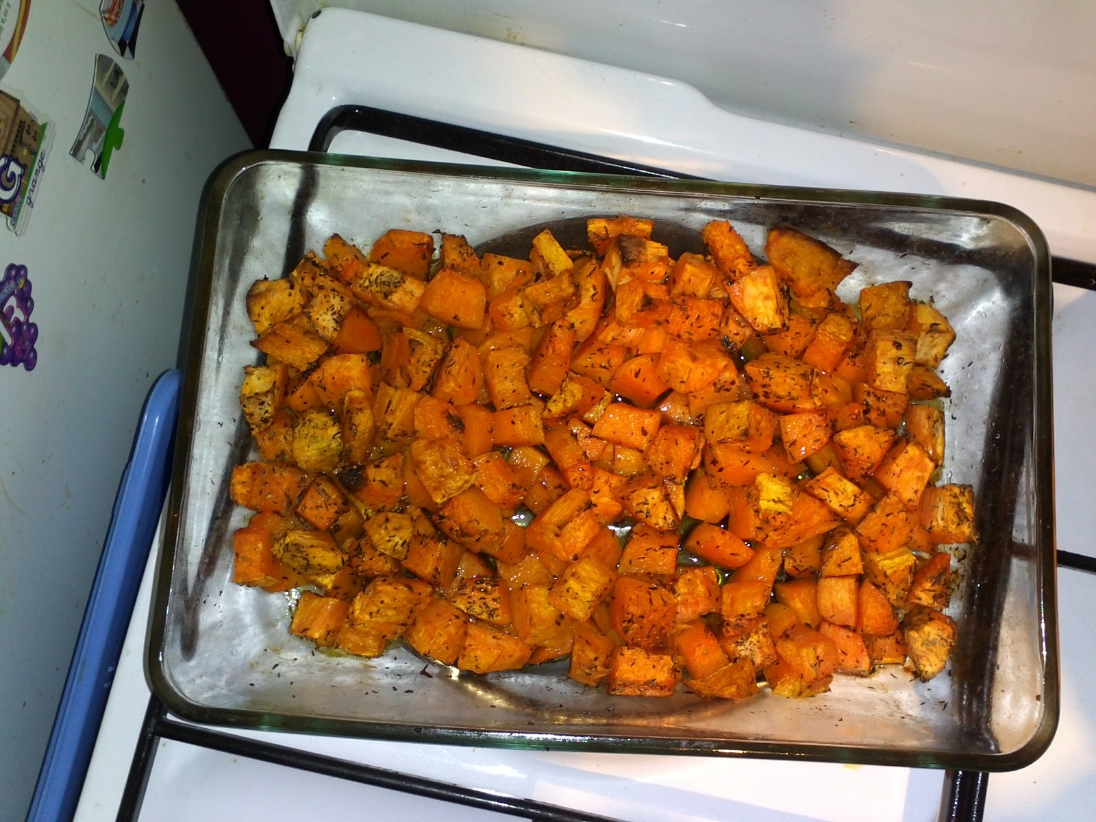 Le coin des gourmandes: Butternut et patates douces rôties au thym