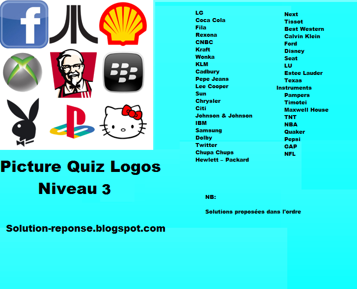 Picture quiz logos niveau 3 Toutes les solutions réponses des jeux