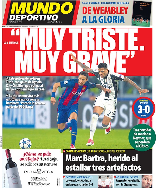 FC Barcelona, Mundo Deportivo: "Muy triste, muy grave"