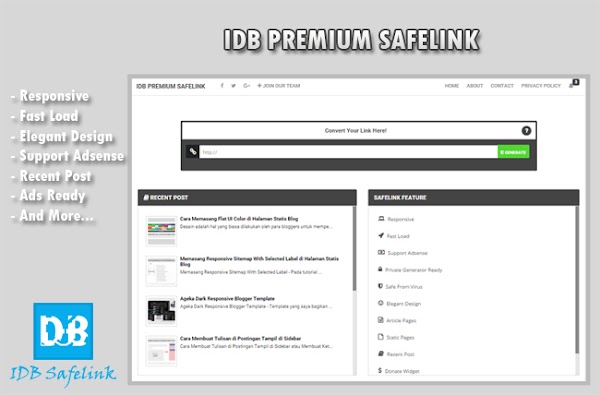 IDB Responsive Premium Safelink dan Support Adsense