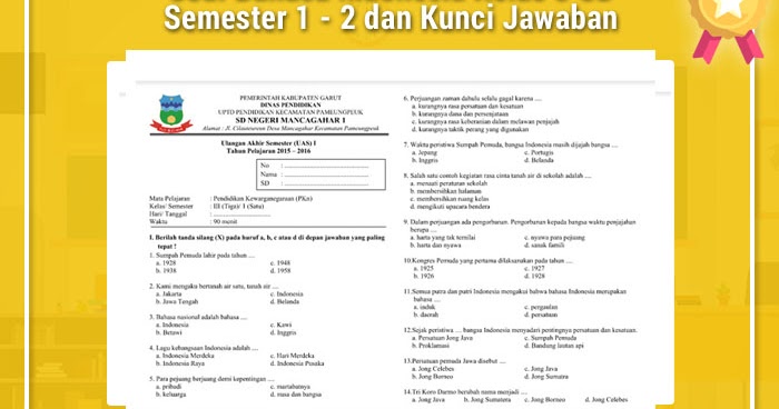 Soal Bahasa Indonesia Kelas 3 Semester 1 Dan Kunci Jawaban : Soal