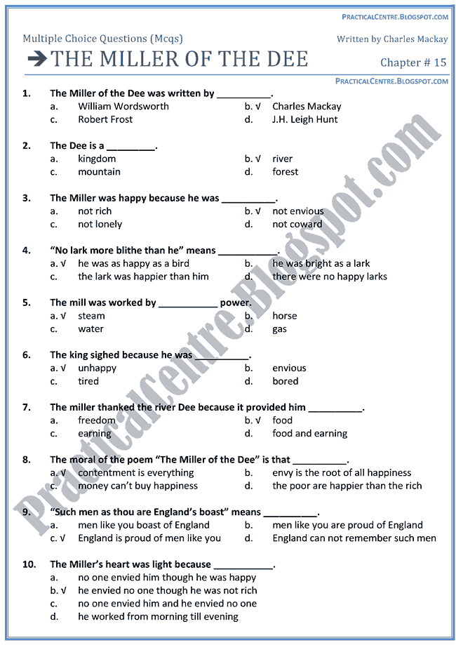 the-miller-of-the-dee-mcqs-multiple-choice-questions-english-ix