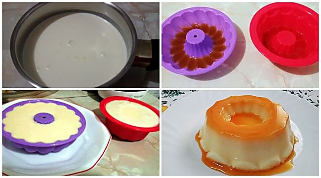 Preparación de la panna cotta de leche condensada con caramelo