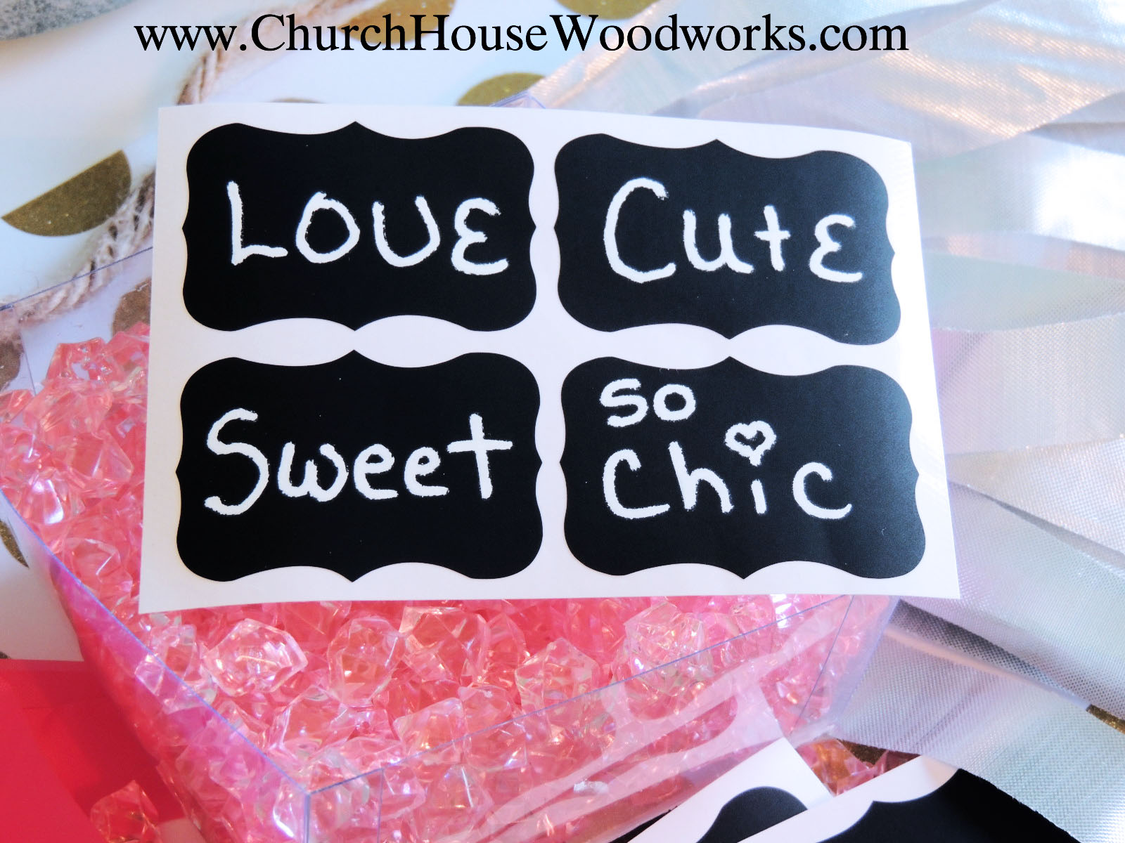 36 Small Chalkboard Stickers, Blackboard Stickers, Vinyl Black Fancy