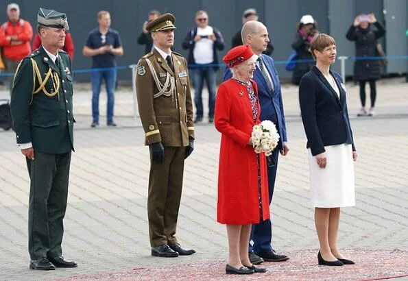 Estonia’s President, Kersti Kaljulaid. Queen arrived on the Royal Yacht Dannebrog in Estonia