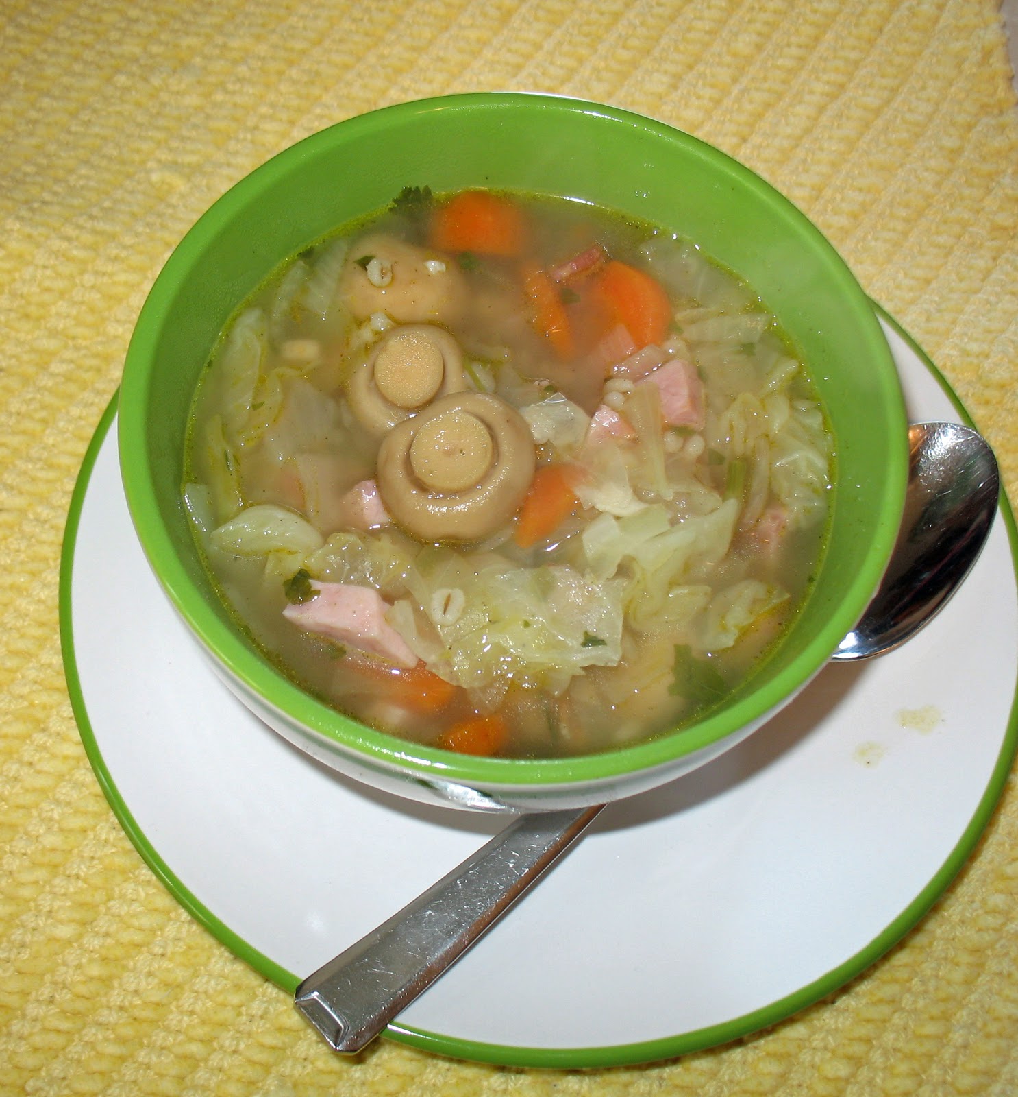 Glamping Baba Easy Cabbage, Barley Soup with Ham