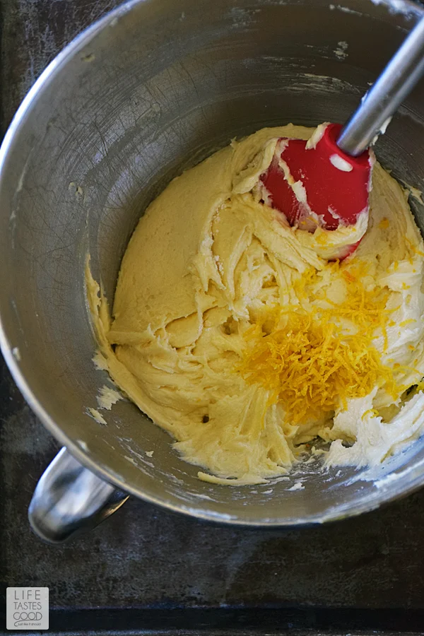 Preparing the cake batter for Lemon Crumb Cake